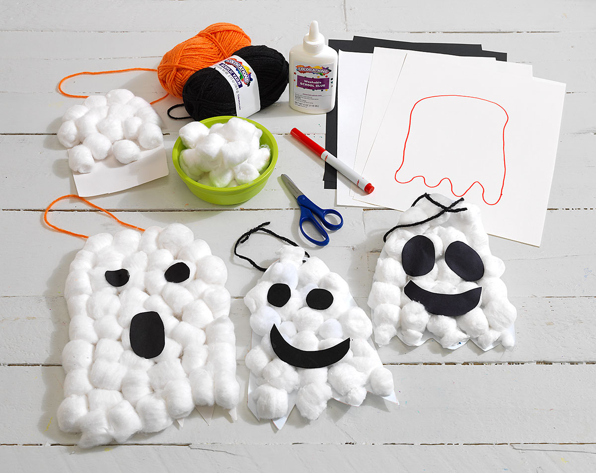 Cotton Ghosts Creative Craft Activity for Halloween