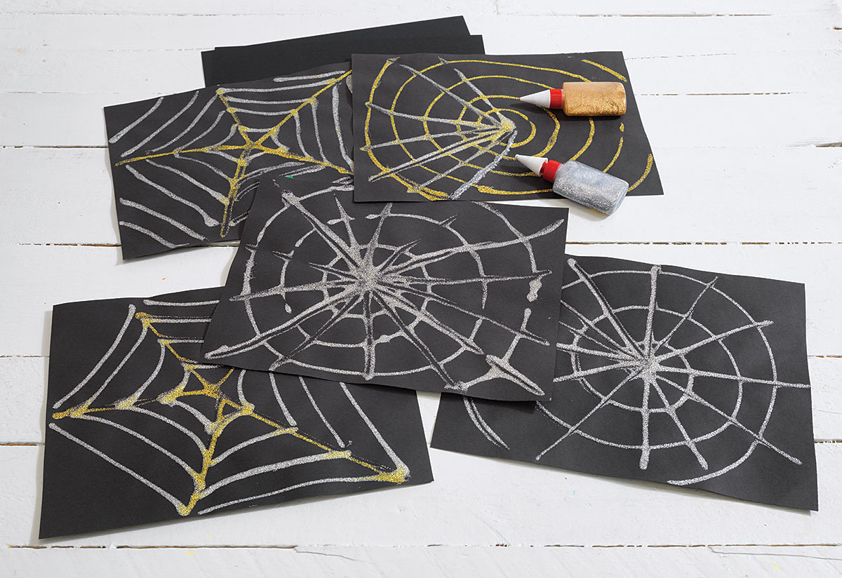 Shimmering Spider Webs Creative Craft Activity for Halloween