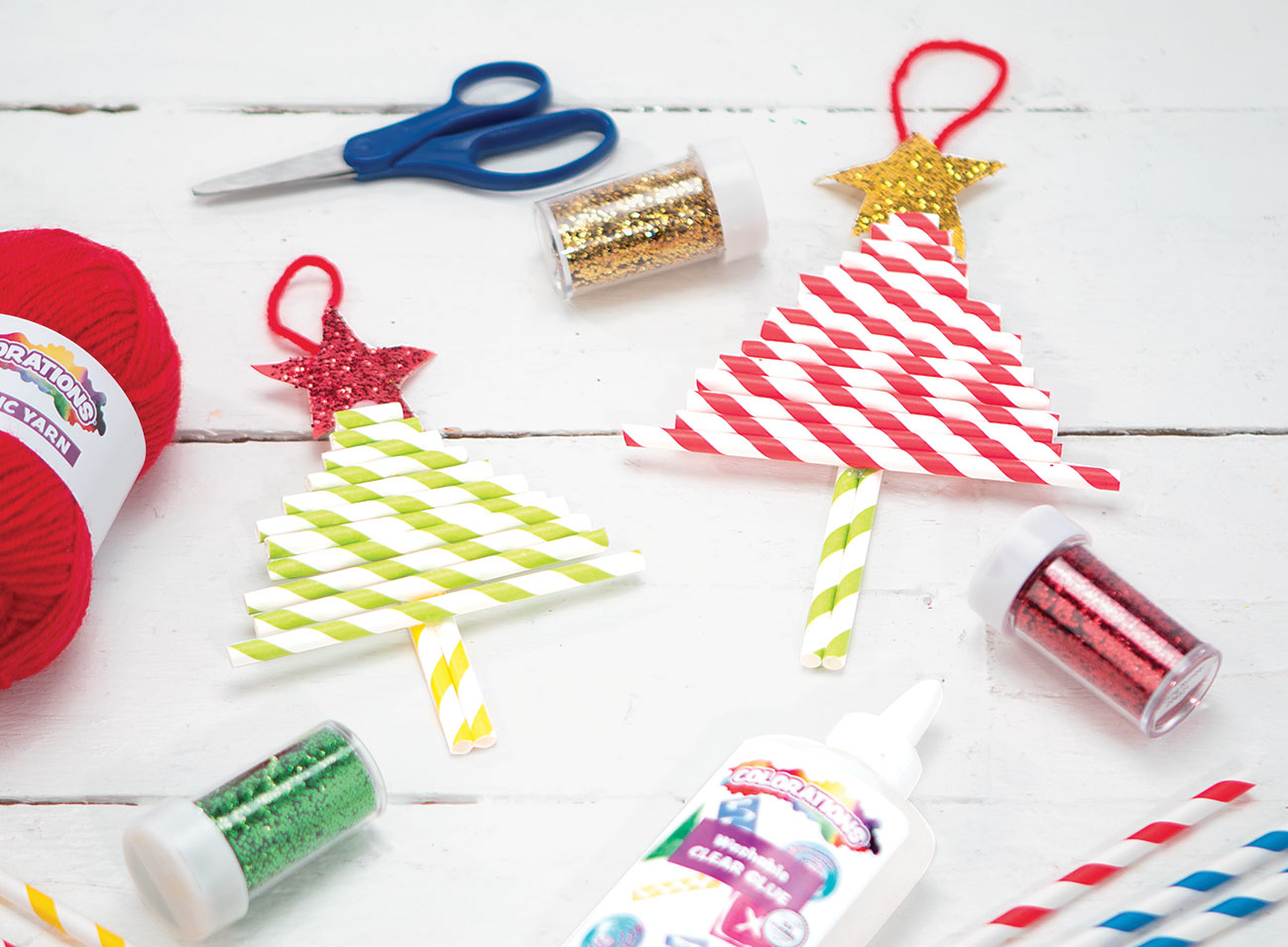 Peppermint Straw Tree Ornament Creative Craft Activity for the Holidays